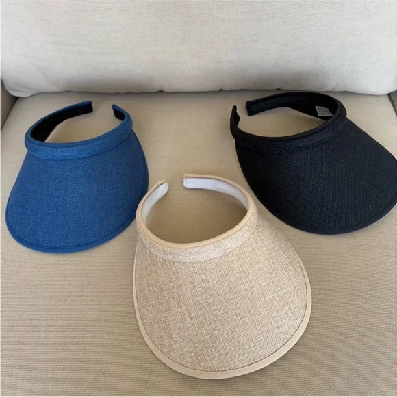 NEW Beautiful Sun Visor Set - Blue, Black, and Tan - Picture 2 of 11